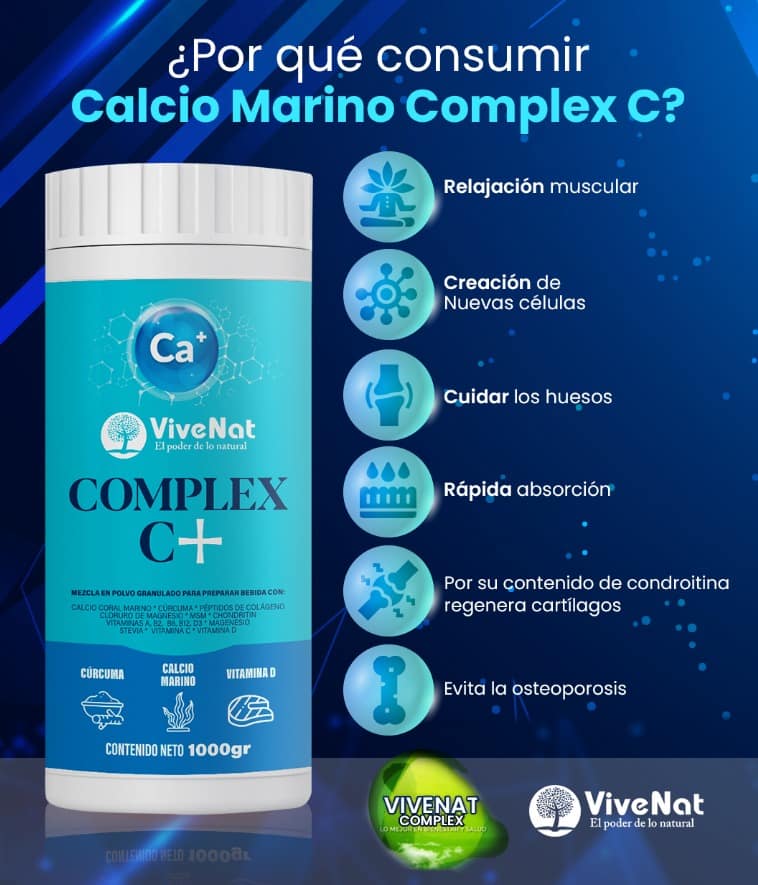 Calcio Marino Complex C + Curcuma + Vitamina D, x 1000 Gr COD: 4041
